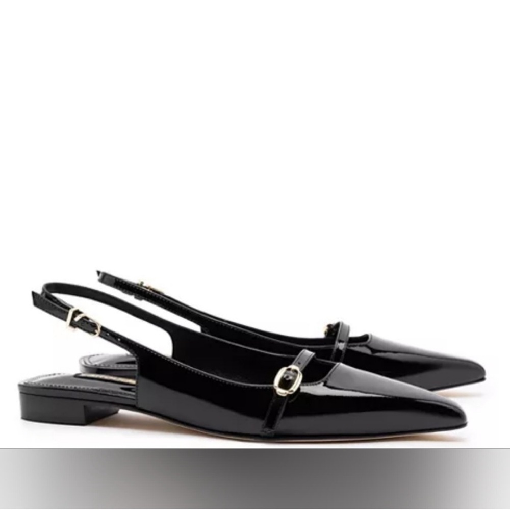 NWT Larroude Ines flat soft patent leather black - Picture 2 of 6